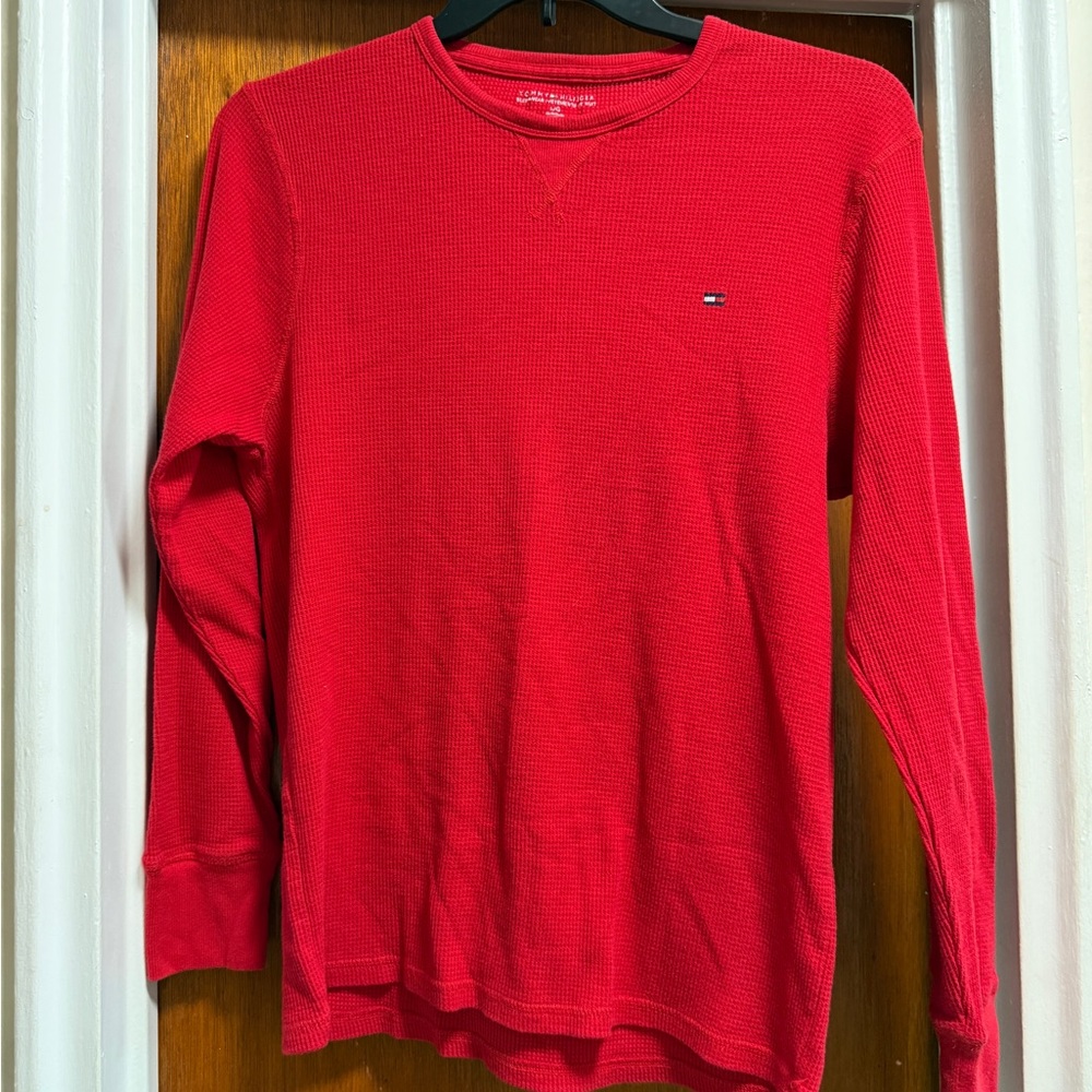 Tommy Hilfiger Vibrant Red Waffle Top